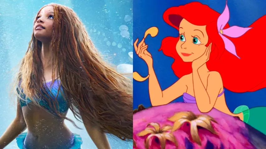 A picture of halle bailey and the disney the little memaid